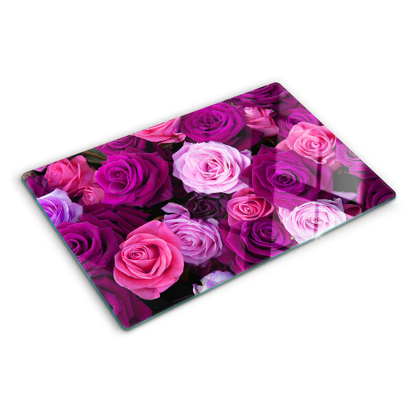 Szklana deska do krojenia z motywem róż w odcieniach różu