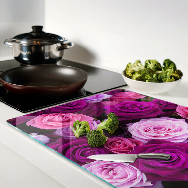 Szklana deska do krojenia z motywem róż w odcieniach różu