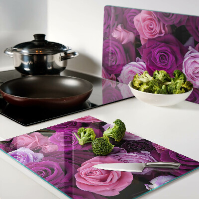Szklana deska do krojenia z motywem róż w odcieniach różu