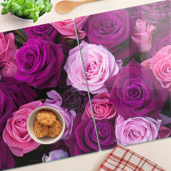 Szklana deska do krojenia z motywem róż w odcieniach różu