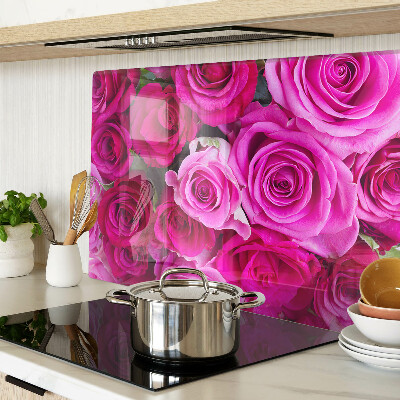 Szklana deska do krojenia z motywem róż w odcieniach różu