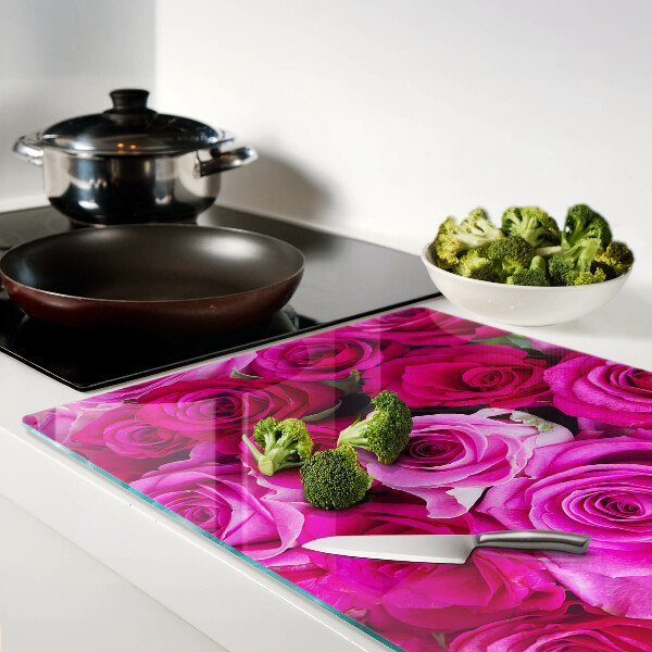 Szklana deska do krojenia z motywem róż w odcieniach różu
