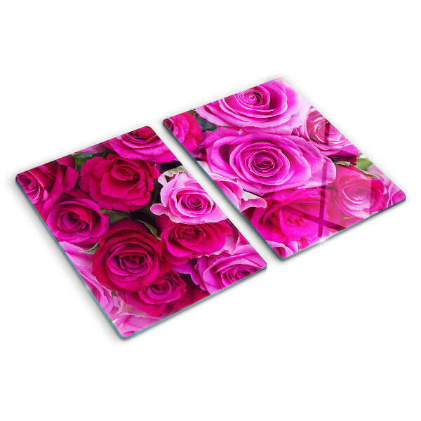 Szklana deska do krojenia z motywem róż w odcieniach różu