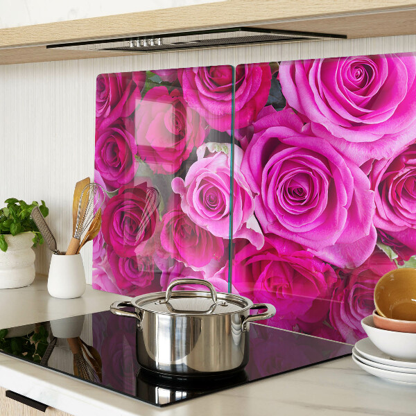 Szklana deska do krojenia z motywem róż w odcieniach różu