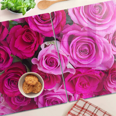 Szklana deska do krojenia z motywem róż w odcieniach różu