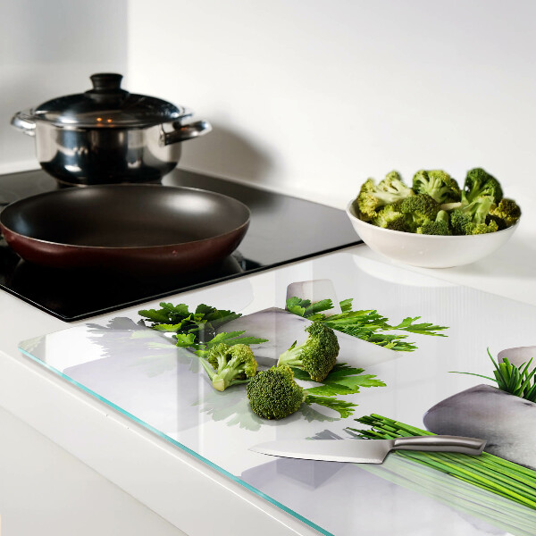 Deska kuchenna szklana z motywem ziół w doniczkach