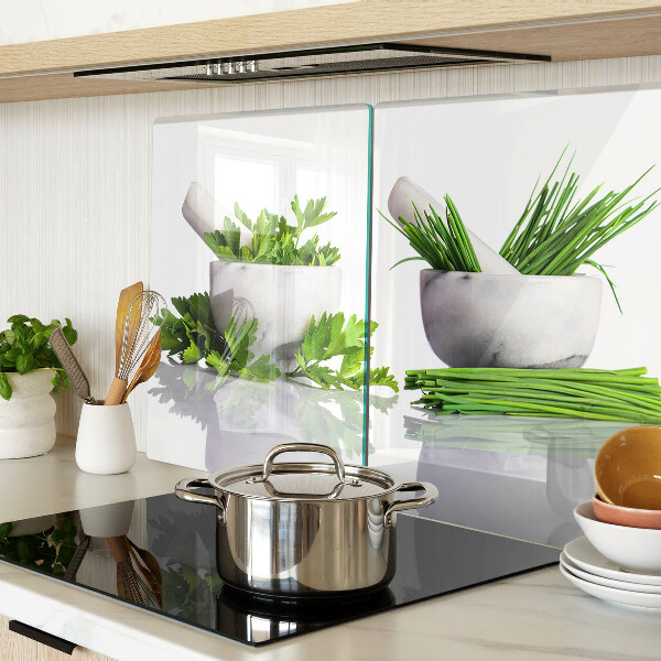 Deska kuchenna szklana z motywem ziół w doniczkach