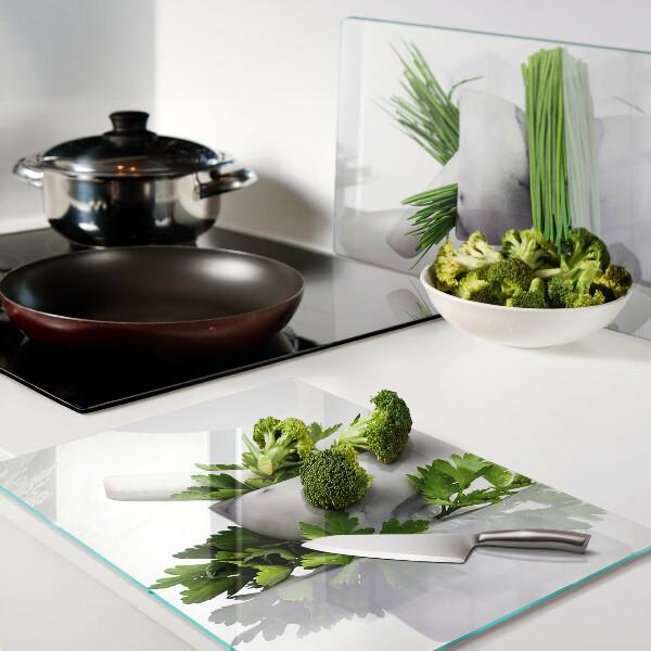 Deska kuchenna szklana z motywem ziół w doniczkach