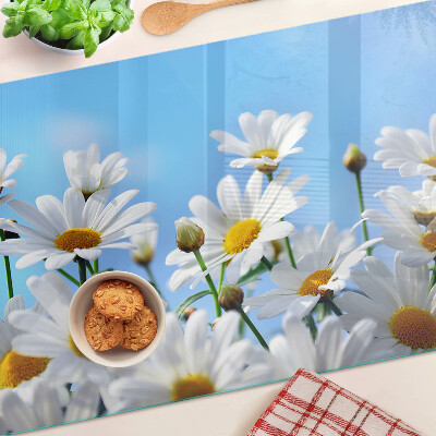 Szklana deska do krojenia z motywem stokrotek na niebieskim tle