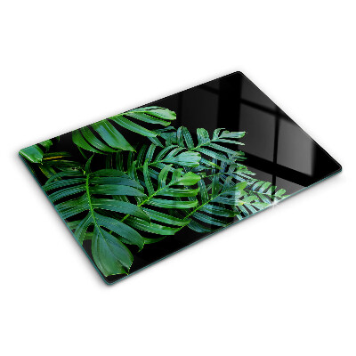 Szklana deska do krojenia z nadrukiem w liście tropikalne