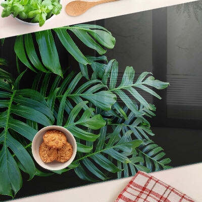 Szklana deska do krojenia z nadrukiem w liście tropikalne