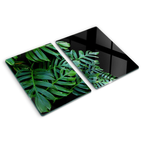 Szklana deska do krojenia z nadrukiem w liście tropikalne