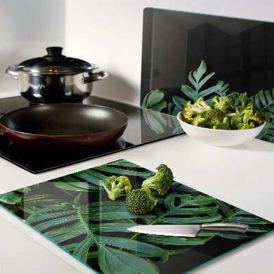 Szklana deska do krojenia z nadrukiem w liście tropikalne