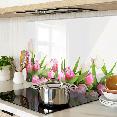Szklana deska kuchenna Tulipany w pastelowych kolorach