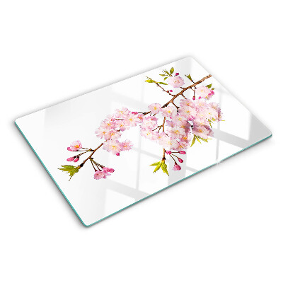 Szklana deska kuchenna z motywem kwiatu wiśni wiosennego