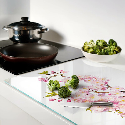 Szklana deska kuchenna z motywem kwiatu wiśni wiosennego