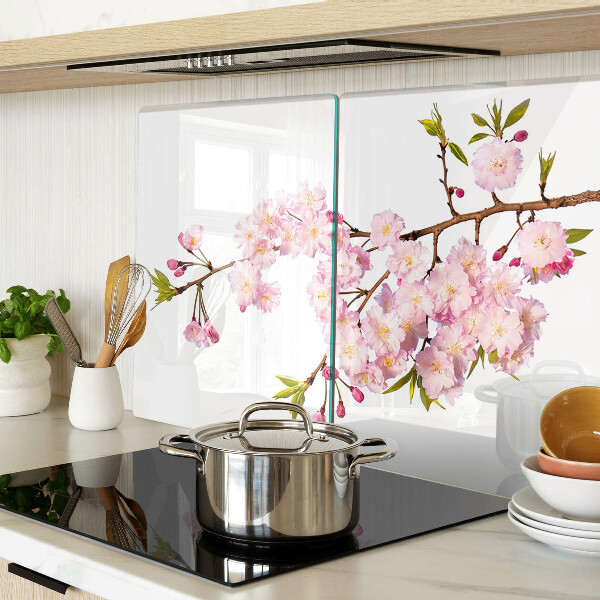 Szklana deska kuchenna z motywem kwiatu wiśni wiosennego