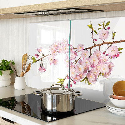 Szklana deska kuchenna z motywem kwiatu wiśni wiosennego