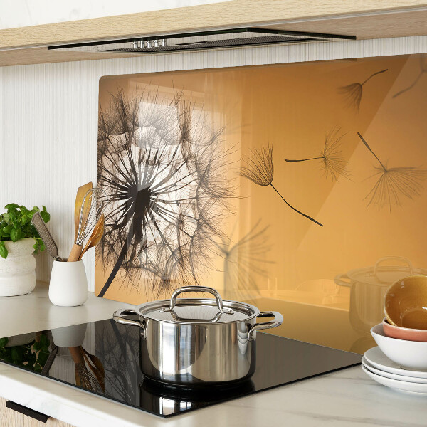 Deska kuchenna szklana z motywem dmuchawców na tle zachodu słońca