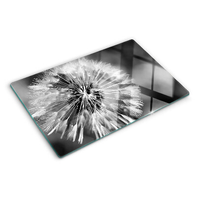 Szklana deska kuchenna z motywem dmuchawców w czerni i bieli