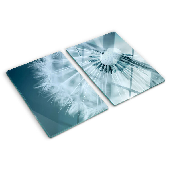 Szklana deska do krojenia z nadrukiem dmuchawców na tle nieba