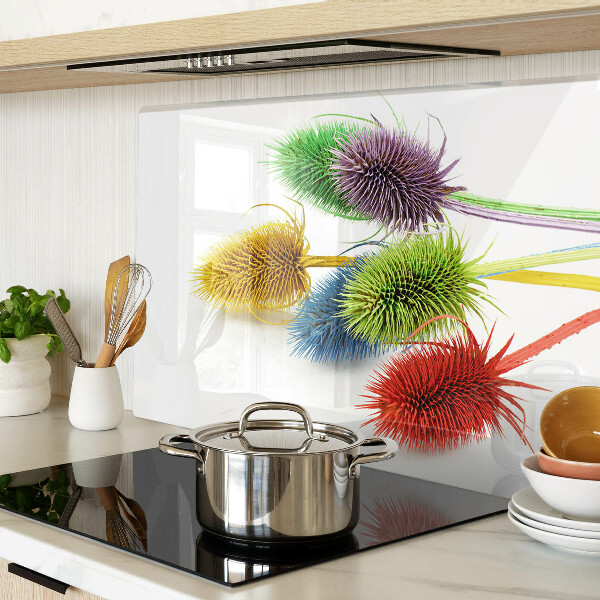 Deska kuchenna szklana z kolorowym, trójwymiarowym motywem kwiatowym