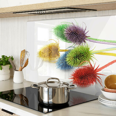 Deska kuchenna szklana z kolorowym, trójwymiarowym motywem kwiatowym