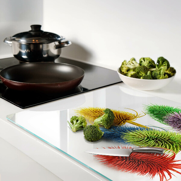 Deska kuchenna szklana z kolorowym, trójwymiarowym motywem kwiatowym