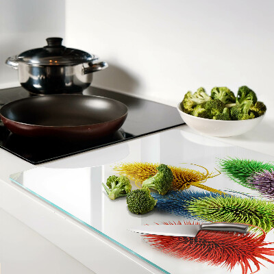 Deska kuchenna szklana z kolorowym, trójwymiarowym motywem kwiatowym