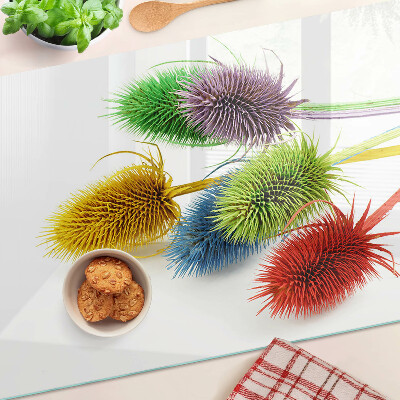 Deska kuchenna szklana z kolorowym, trójwymiarowym motywem kwiatowym