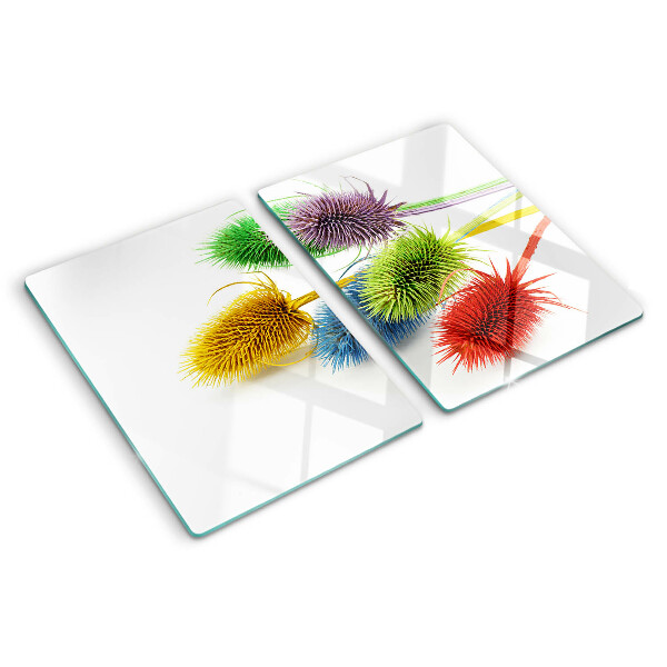 Deska kuchenna szklana z kolorowym, trójwymiarowym motywem kwiatowym