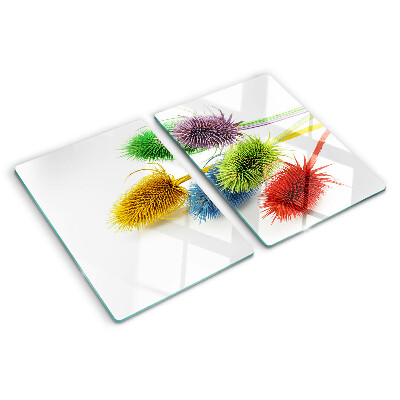 Deska kuchenna szklana z kolorowym, trójwymiarowym motywem kwiatowym