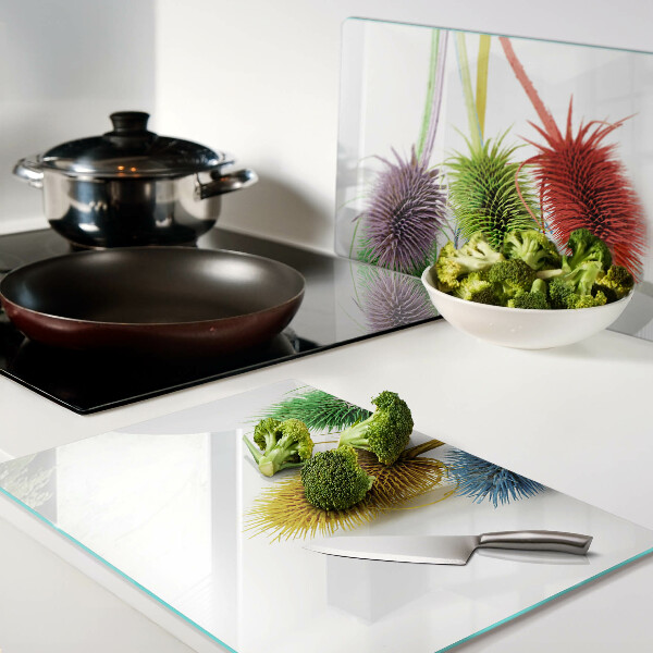 Deska kuchenna szklana z kolorowym, trójwymiarowym motywem kwiatowym