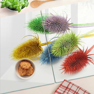 Deska kuchenna szklana z kolorowym, trójwymiarowym motywem kwiatowym