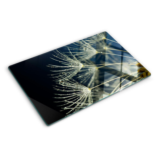 Deska kuchenna szklana z motywem dmuchawców i kroplami wody