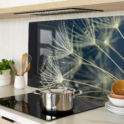 Deska kuchenna szklana z motywem dmuchawców i kroplami wody