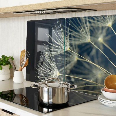 Deska kuchenna szklana z motywem dmuchawców i kroplami wody