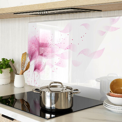 Szklana deska kuchenna z motywem kwiatów w odcieniach różu