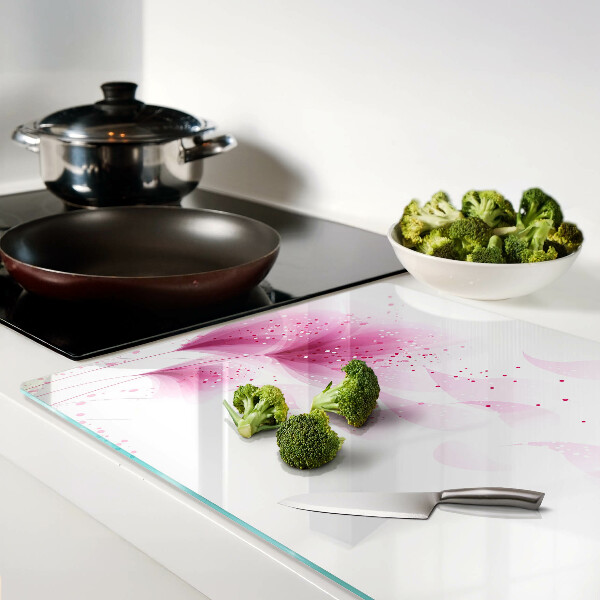 Szklana deska kuchenna z motywem kwiatów w odcieniach różu