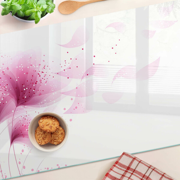 Szklana deska kuchenna z motywem kwiatów w odcieniach różu