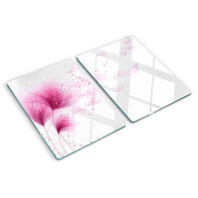 Szklana deska kuchenna z motywem kwiatów w odcieniach różu
