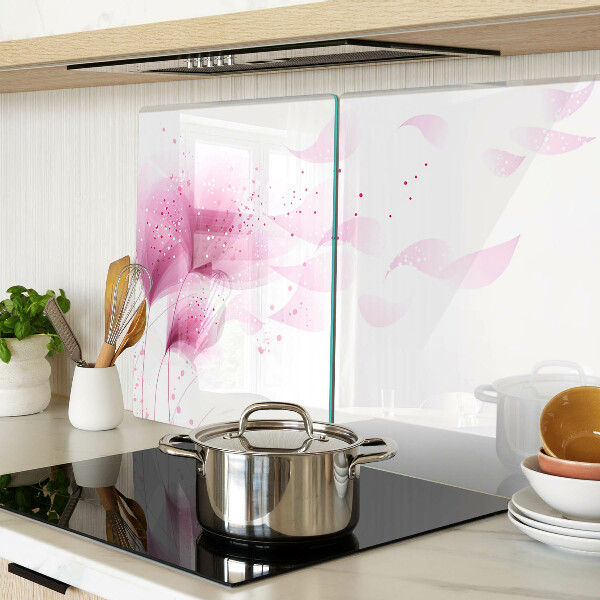 Szklana deska kuchenna z motywem kwiatów w odcieniach różu