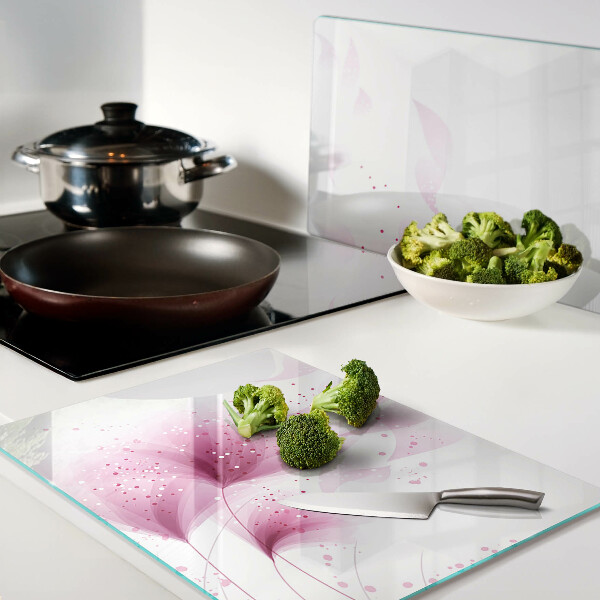 Szklana deska kuchenna z motywem kwiatów w odcieniach różu