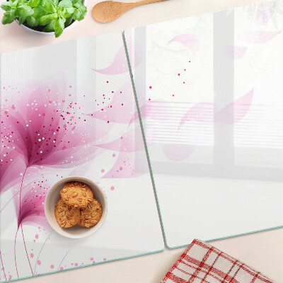 Szklana deska kuchenna z motywem kwiatów w odcieniach różu