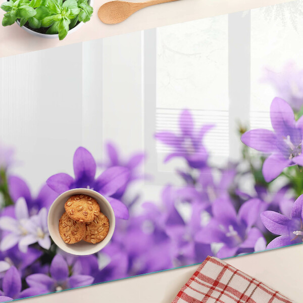 Szklana deska do krojenia z motywem fioletowych kwiatów