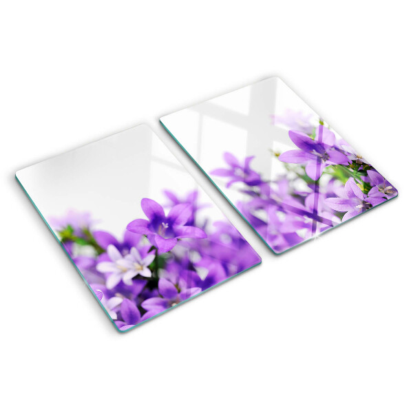 Szklana deska do krojenia z motywem fioletowych kwiatów