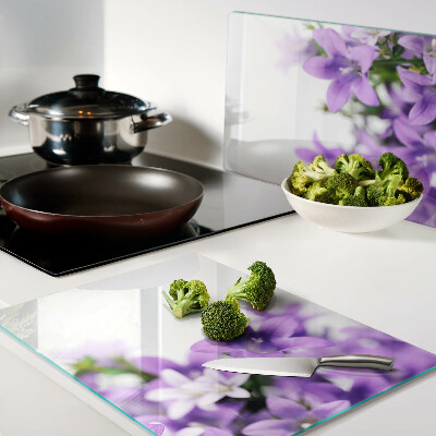 Szklana deska do krojenia z motywem fioletowych kwiatów