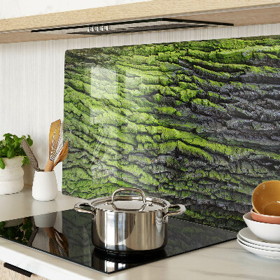 Szklana deska kuchenna z motywem zielonej kory drzewa