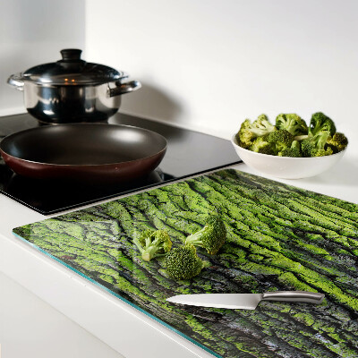 Szklana deska kuchenna z motywem zielonej kory drzewa