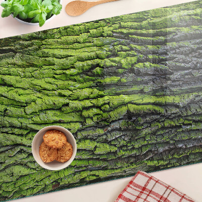 Szklana deska kuchenna z motywem zielonej kory drzewa